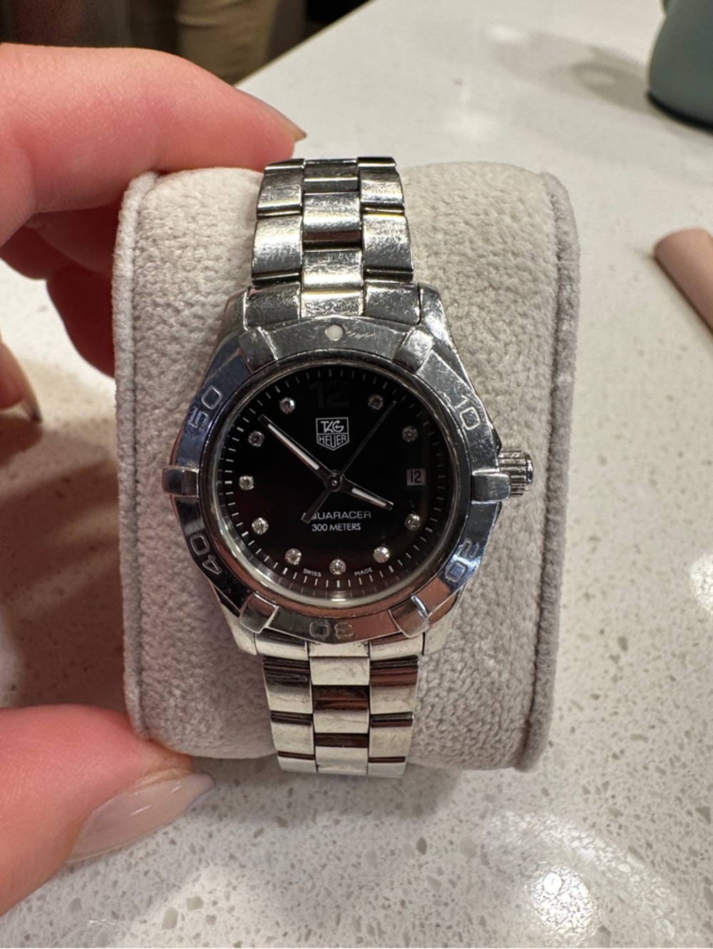 Tag Heuer Silver Bracelet Watch with Black Dial